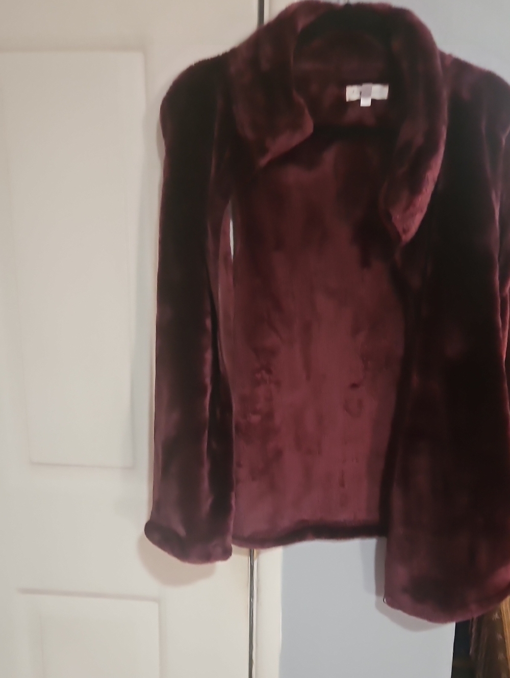 Plush Faux Fur Coat - Deep Burgundy